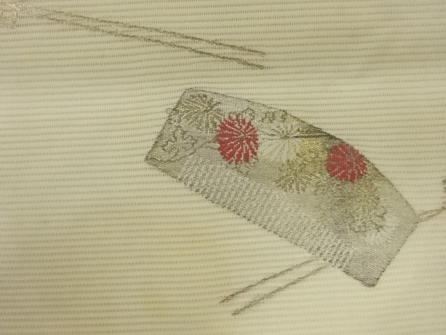 アンティーク　絽櫛に簪模様織出し名古屋帯